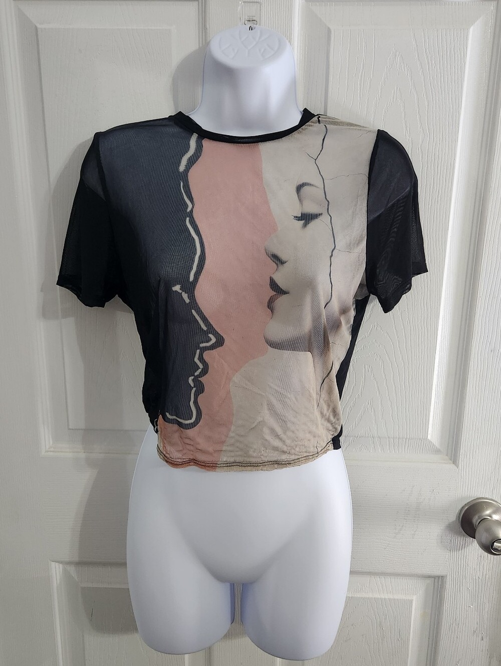 Sheer y2k fishnet mesh top stretchy grunge ALT rave punk feminine streetwear XL